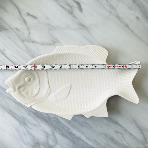 Ocean by Sakakibara Japan•VINTAGE~LIKE NEW•Ivory Ceramic Fish Platter+(2) Plates - Picture 6 of 12